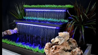 How to make Beautiful Waterfall Fountain with LED light  DIY [upl. by Ehcram]