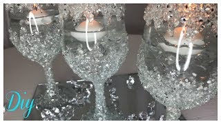 DIY CRUSHED GLASS CENTERPIECE 💍 BLING WEDDING SERIES [upl. by Aisats]