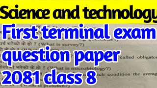 class 8 science and technology first terminal exam question paper 2081 [upl. by Spalding]